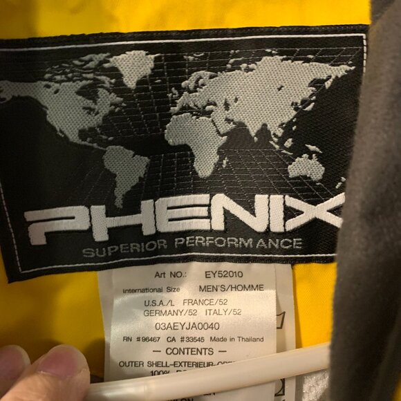 Vintage Men's Phenix Snowboarding Jacket Size L Yellow Full Zip Adj Cuffs Skiing - Picture 11 of 16